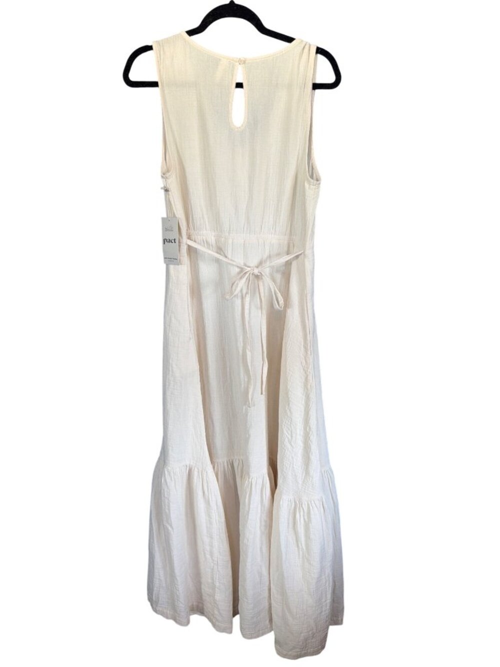New Pact Organic Cotton Double Gauze Beach To Brunch Dress Medium Ivory MSRP$138 - Picture 16 of 17